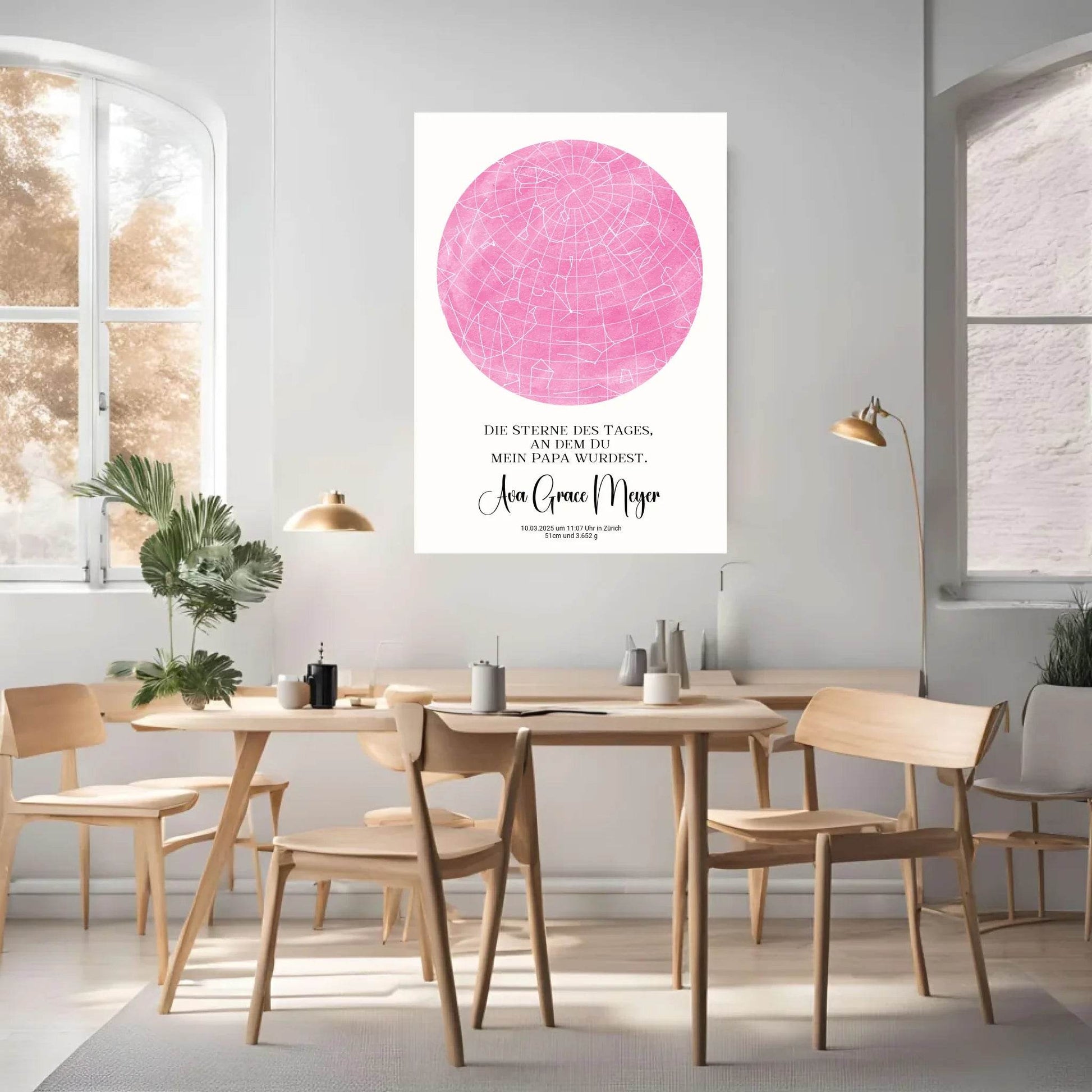 happy-prints.eu - Personalisierte Sternenkarte zur Geburt auf hellem beige - Sterne an dem Tag, als Du mein Papa wurdest - 30 Farben zur Wahl