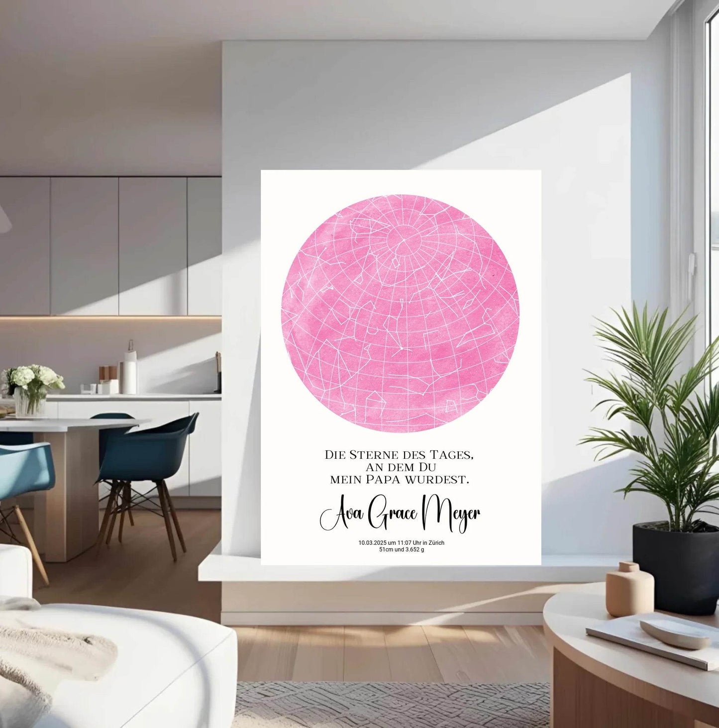 happy-prints.eu - Personalisierte Sternenkarte zur Geburt auf hellem beige - Sterne an dem Tag, als Du mein Papa wurdest - 30 Farben zur Wahl