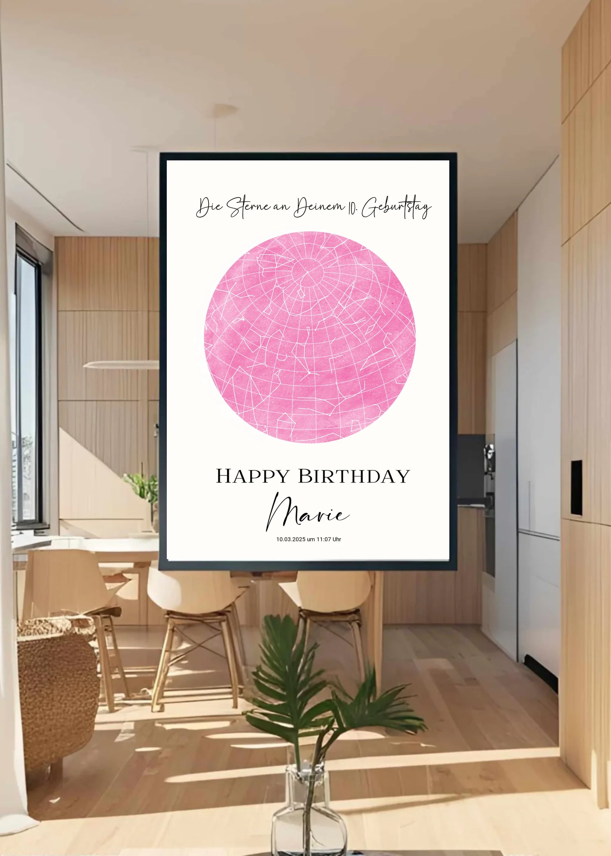 Personalisierte Sternenkarte zum Geburtstag mit 30 auswählbaren Farben - als PDF oder als Poster mit und ohne Rahmen -