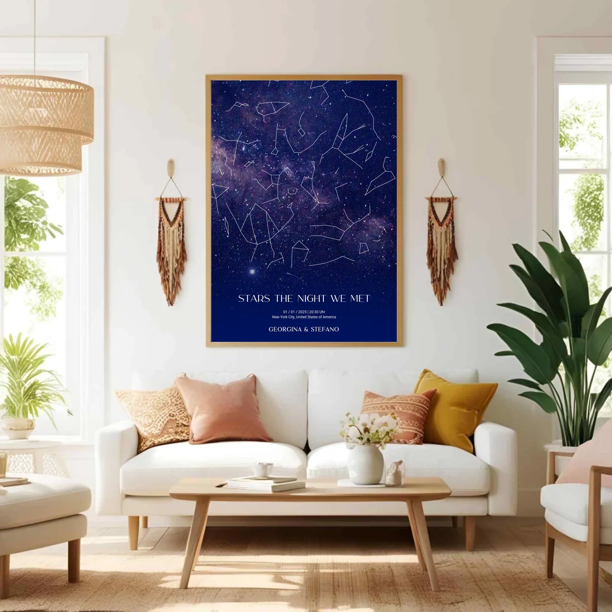 Sternenkarte im Allover Print mit lila, blau und weiß -