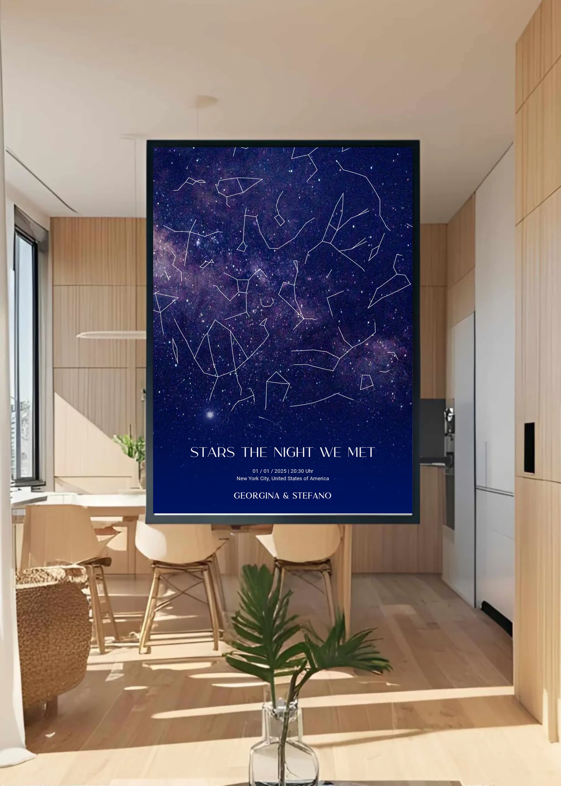 Sternenkarte im Allover Print mit lila, blau und weiß -