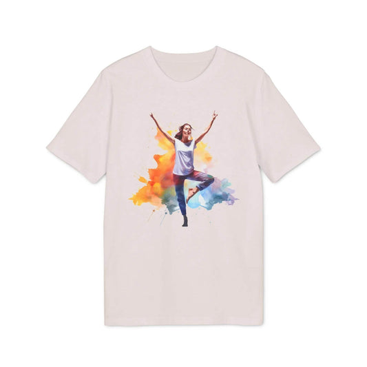 happy-prints.eu - Unisex Yoga T-Shirt mit Aufdruck für Damen und Herren - kurzarm, 100% Bio Baumwolle, 180 g/m², in großen Größen, weiß und weitere Farben