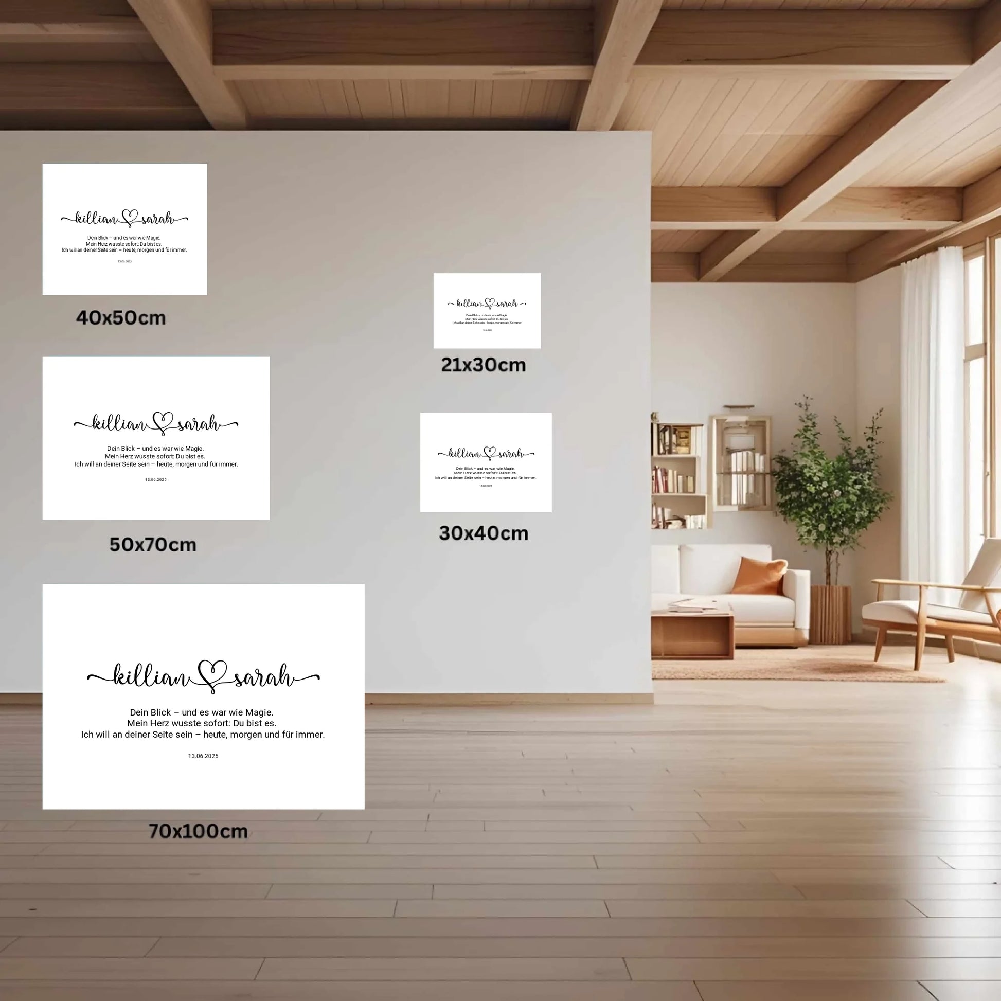Digitale Datei - Poster Querformat Mockups mit den Postergrößen 21x30 30x40 40x50 50x70 70x100