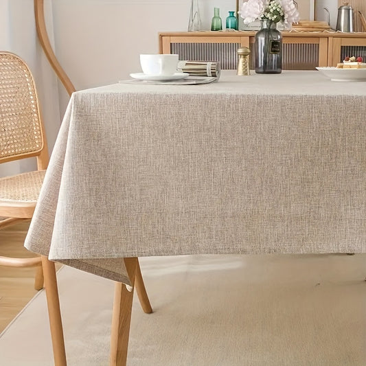 Mediterane Leinen-Tischdecke „Beige Balance“ – Strapazierfähige, Einfarbige Tischwäsche im Minimalistischen Stil, Maschinengewebt in verschiedenen Größen & Formen