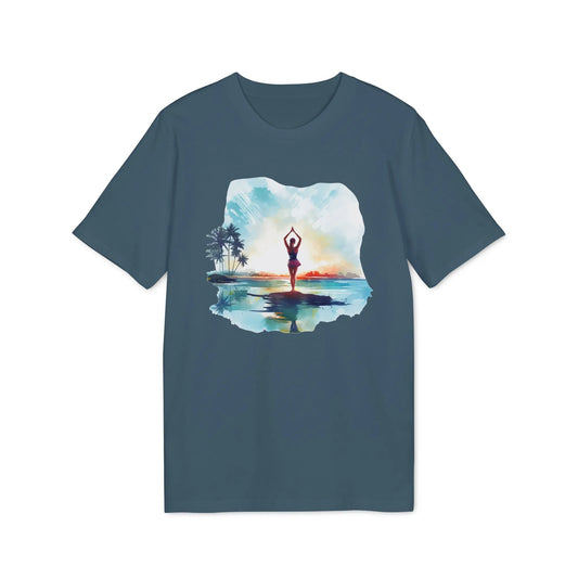 Personalisiertes Unisex Yoga T-Shirt mit Aufdruck für Damen und Herren - kurzarm, 100% Bio Baumwolle, 180 g/m², in großen Größen, weiß und weitere Farben - Stargazer