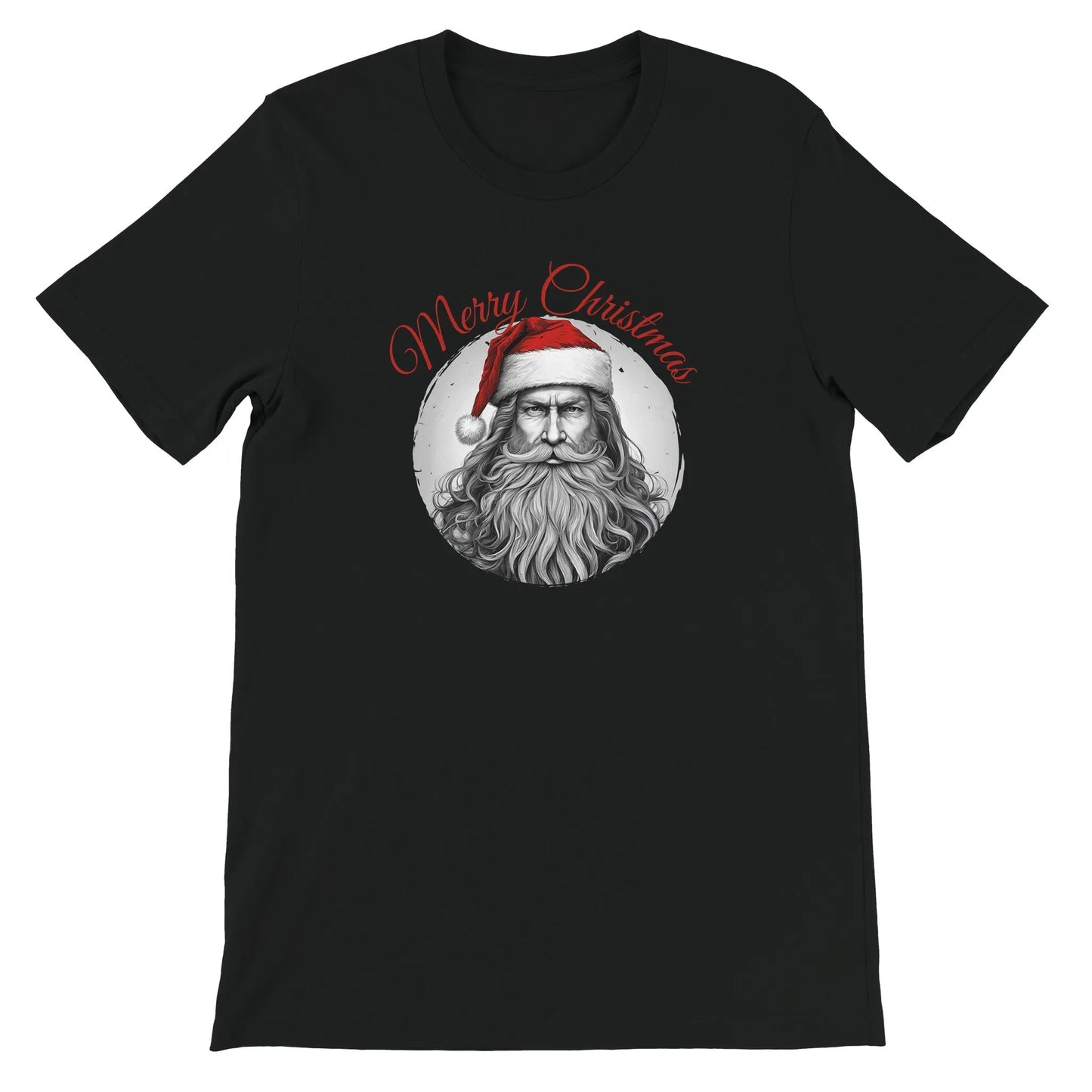 Unisex Kurzarm T-Shirt mit Print - Weihnachtsmann und Merry Christmas - Weihnachten und Winter - leicht tailliert – viele Farben und große Größen für Damen und Herren - Vintage Black