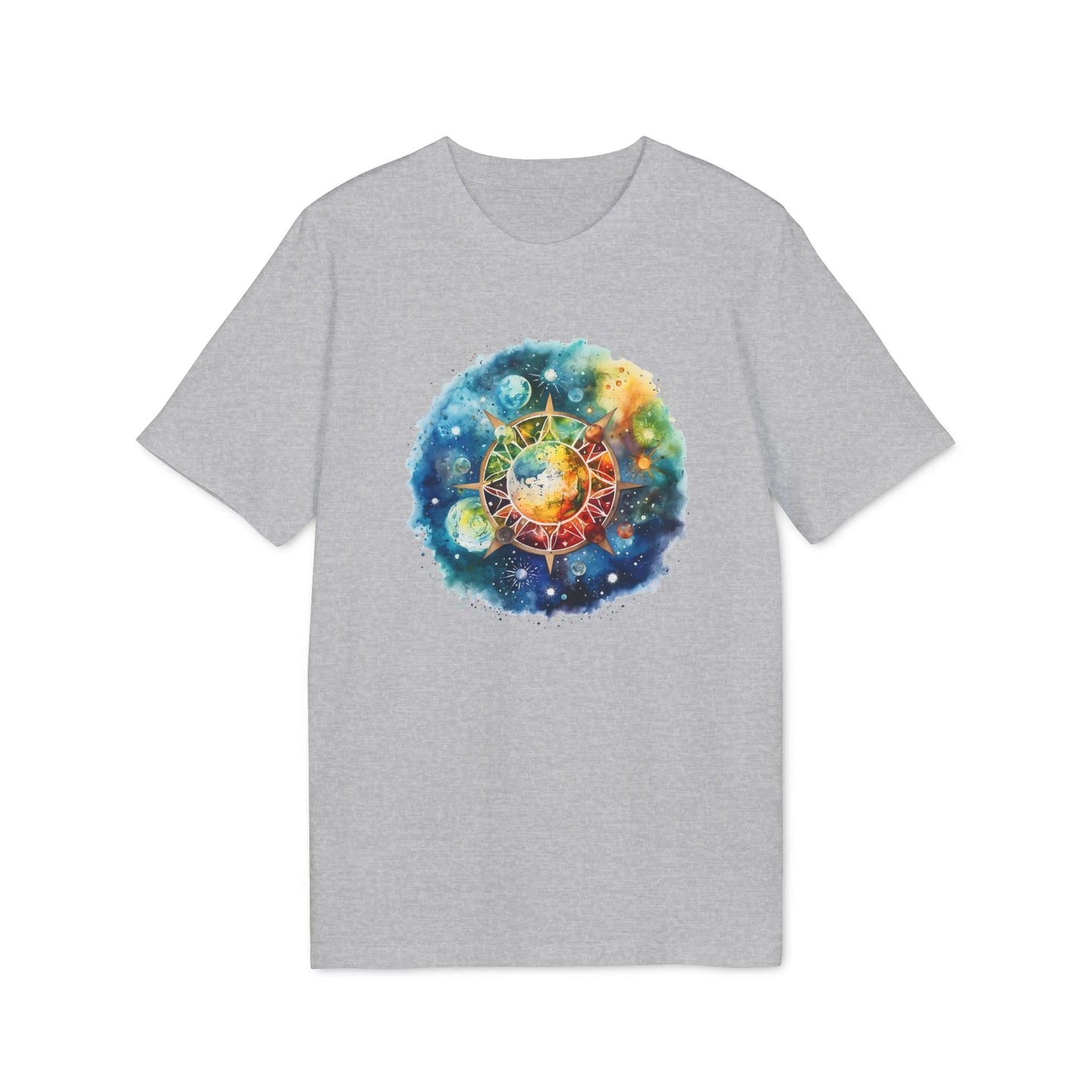 Unisex Yoga T-Shirt mit Aufdruck für Damen und Herren - kurzarm, 100% Bio Baumwolle, 180 g/m², sportlich, in großen Größen, viele Farben - Heather Grey