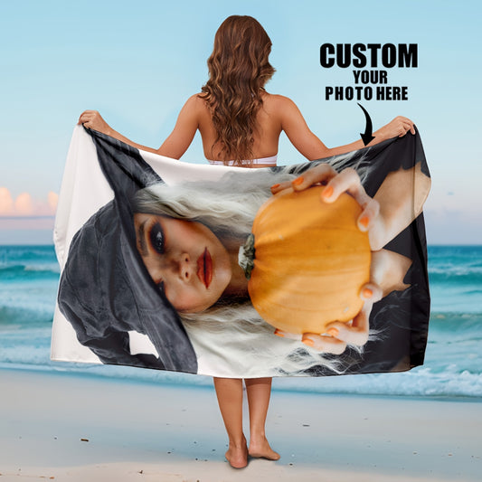 Personalisiertes Foto Strandtuch – verwende ein Bild das Du magst: von Dir, Deinem Haustier, Deinen Freunden, usw. - leichtes, weiches & personalisierbares Strandaccessoire für Dich und als Geschenk