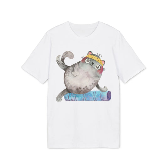 Unisex Yoga T-Shirt mit Aufdruck für Damen und Herren - kurzarm, 100% Bio Baumwolle, 180 g/m², Humor, in großen Größen, weiß und weitere Farben - White