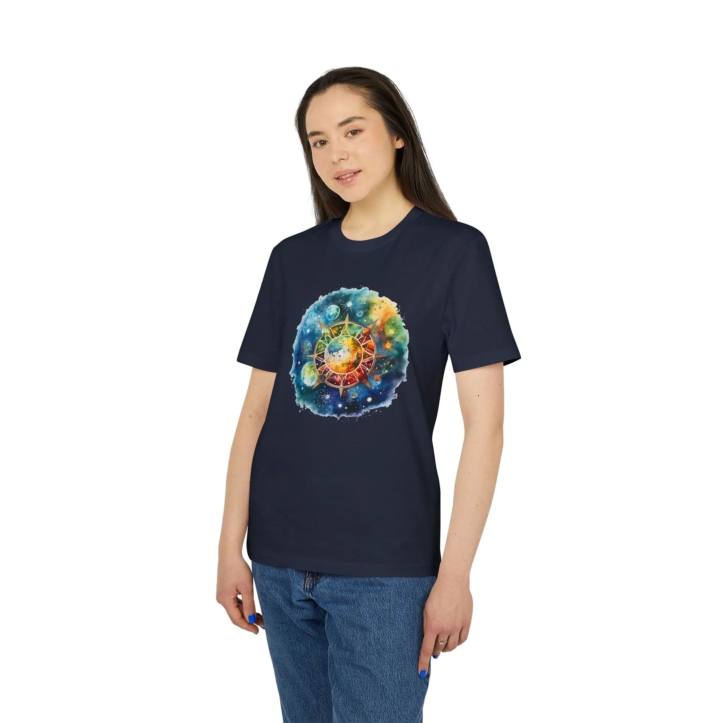 Unisex Yoga T-Shirt mit Aufdruck für Damen und Herren - kurzarm, 100% Bio Baumwolle, 180 g/m², sportlich, in großen Größen, viele Farben -