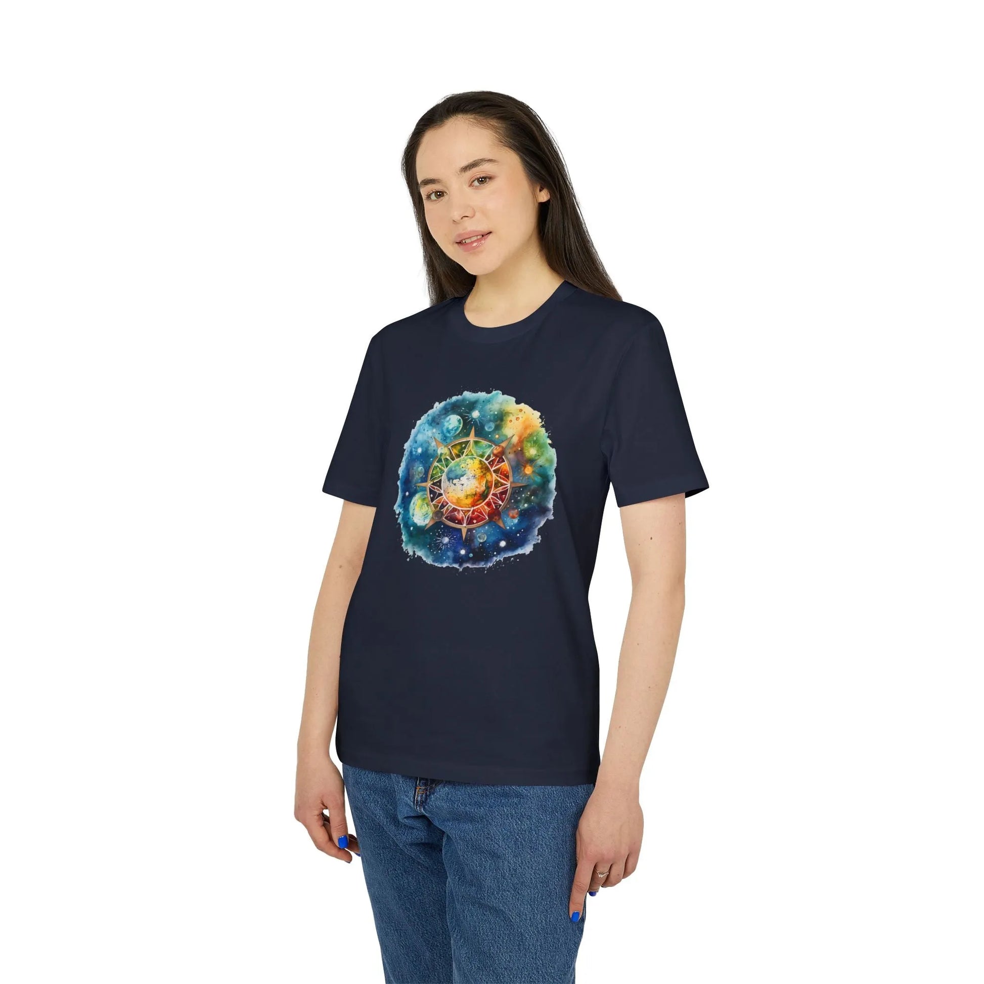 Unisex Yoga T-Shirt mit Aufdruck für Damen und Herren - kurzarm, 100% Bio Baumwolle, 180 g/m², sportlich, in großen Größen, viele Farben -