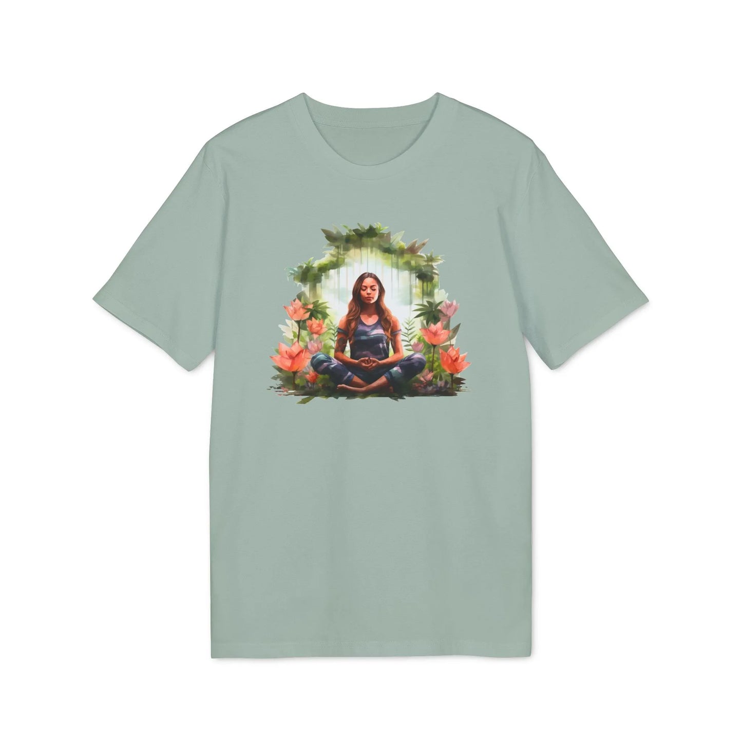 Unisex Yoga T-Shirt mit Aufdruck für Damen und Herren - kurzarm, 100% Bio Baumwolle, 180 g/m², in großen Größen, weiß und weitere Farben - Aloe