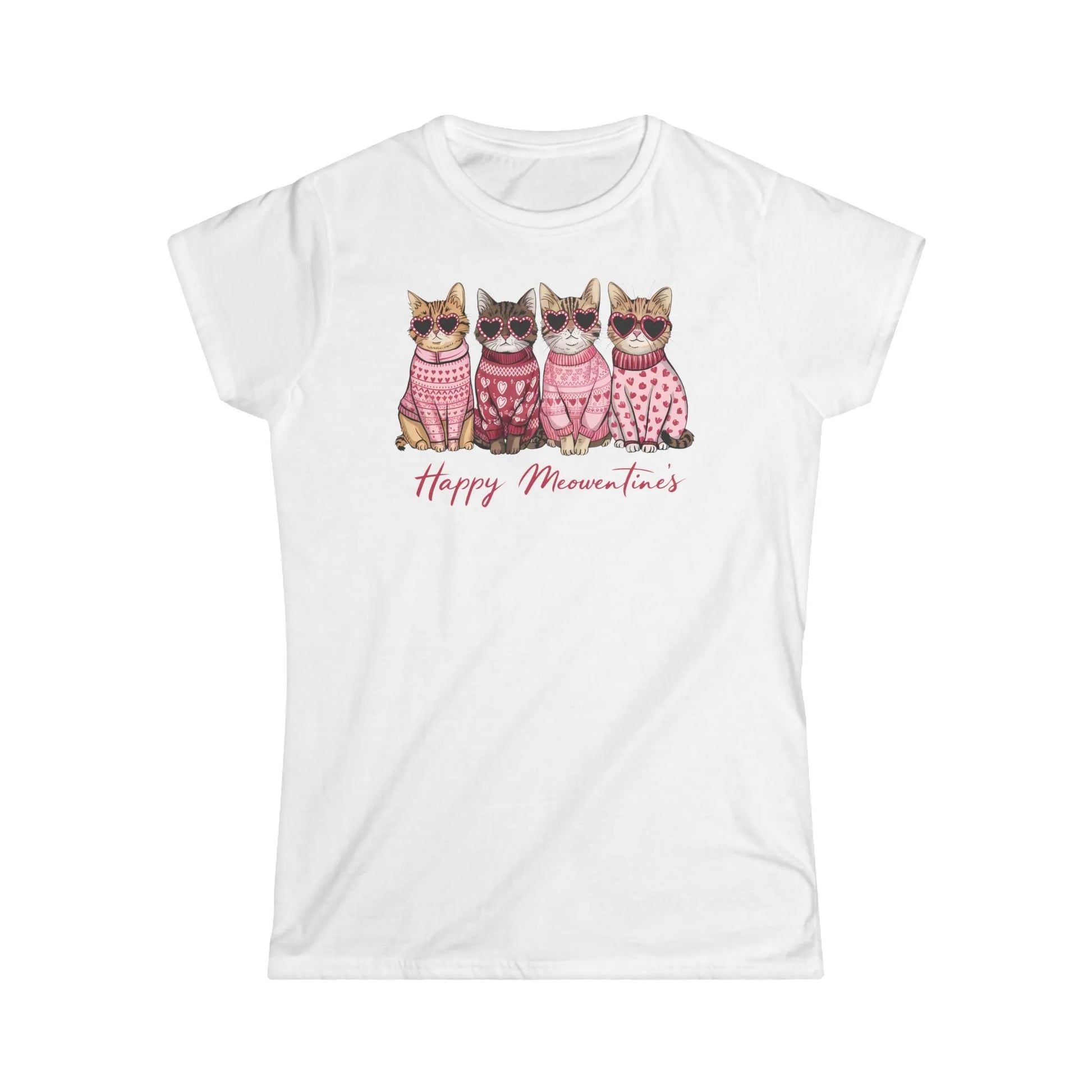 Tailliertes Damen Kurzarm T-Shirt mit Aufdruck – Frauen Shirt mit Katzen Spruch zum Valentinstag - 100% Baumwolle - 153 g/m² - auch in großen Größen – in vielen Farben - White