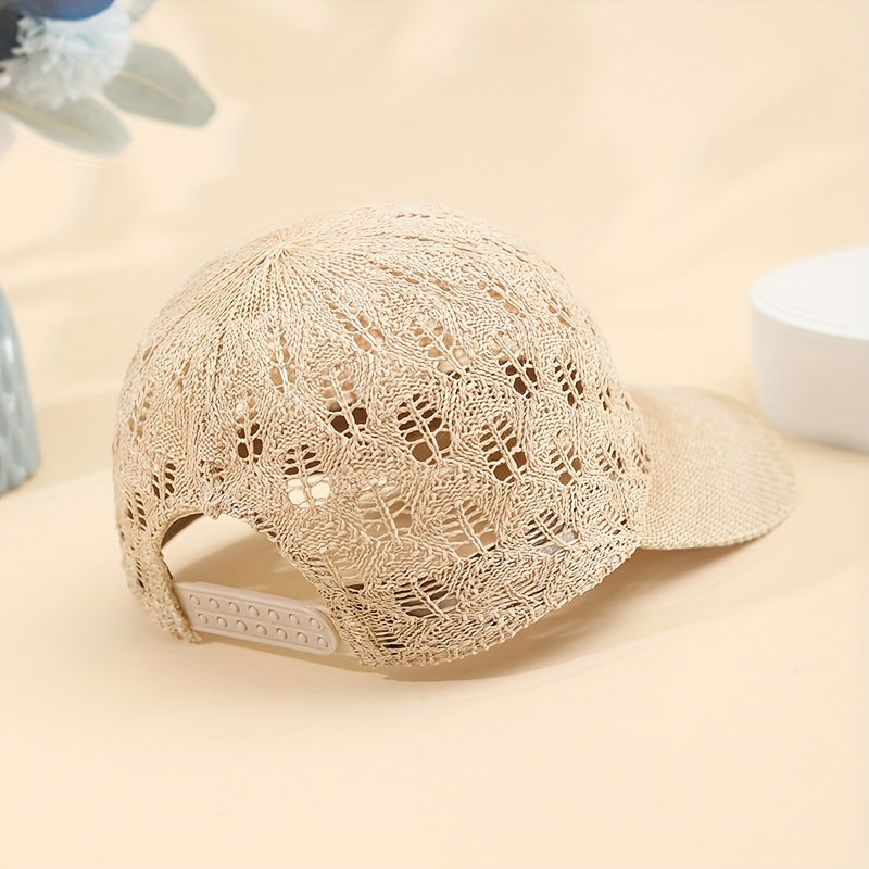 Stylische Mesh-Baseballkappe für Damen – Luftiges Design mit Jacquard-Strick, Atmungsaktiv & Verstellbar, 6 Farben