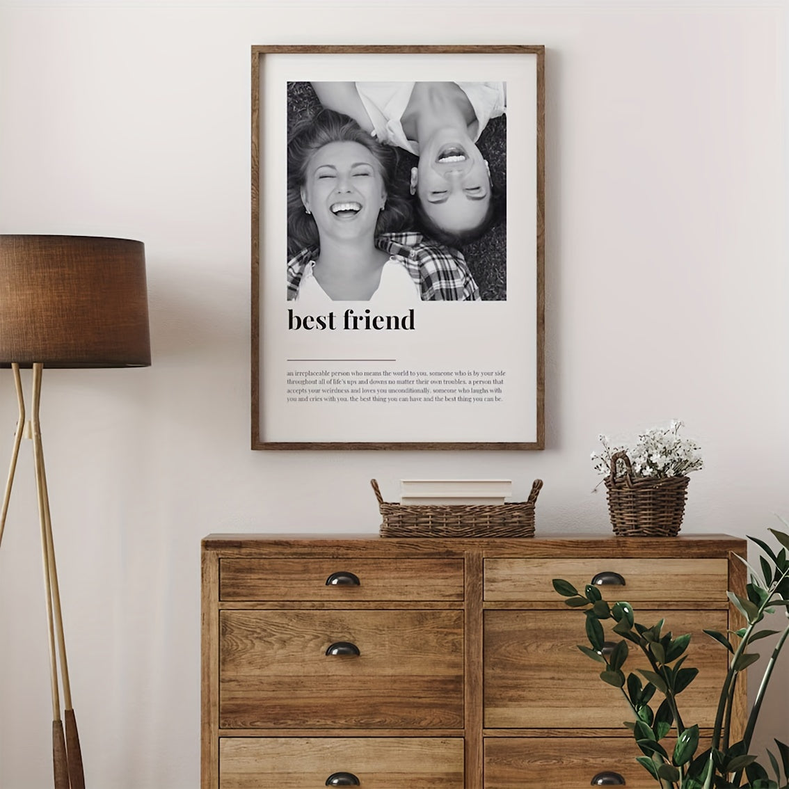 Personalisiertes Leinwand-Poster für die beste Freundin, Schwester usw. in schwarz weiß – edler Leinwanddruck mit Foto & Text, rahmenlos geliefert in drei Größen erhältlich
