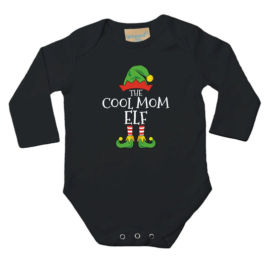Baby Langarm Body für Weihnachten - Mädchen Aufdruck Cool Mom Elf - 100% Baumwolle - Größe bis 18 Monat bzw. 86 - Winter Body mit Muster -