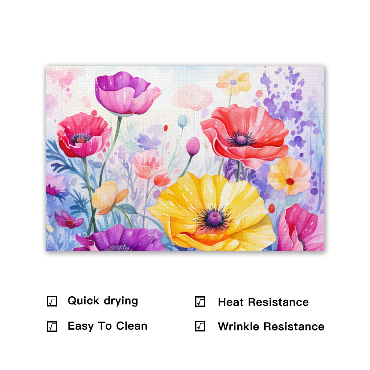 PVC-Tischset mit wunderschönen bunten Mohnblumen -