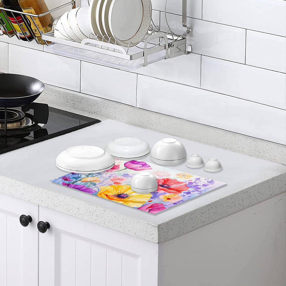 PVC-Tischset mit wunderschönen bunten Mohnblumen -