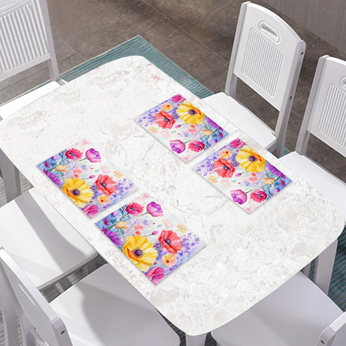 PVC-Tischset mit wunderschönen bunten Mohnblumen -