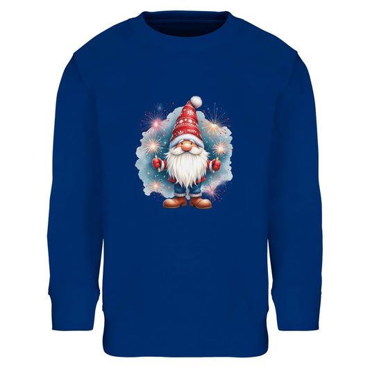 Kinder Sweatshirt mit Gnom mit Sternspritzer - Mädchen und Jungen Aufdruck für Weihnachten und Winter - 4 bis 14 Jahre - viele verschiedene Farben - Royal Blue