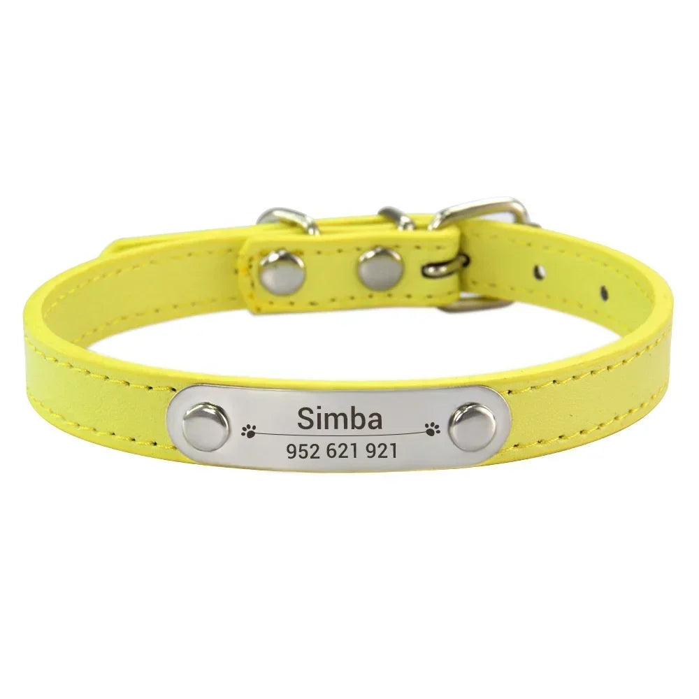 Personalisiertes Hundehalsband aus PU-Leder: schickes und funktionales Accessoire für Deinen Hund - Gelb