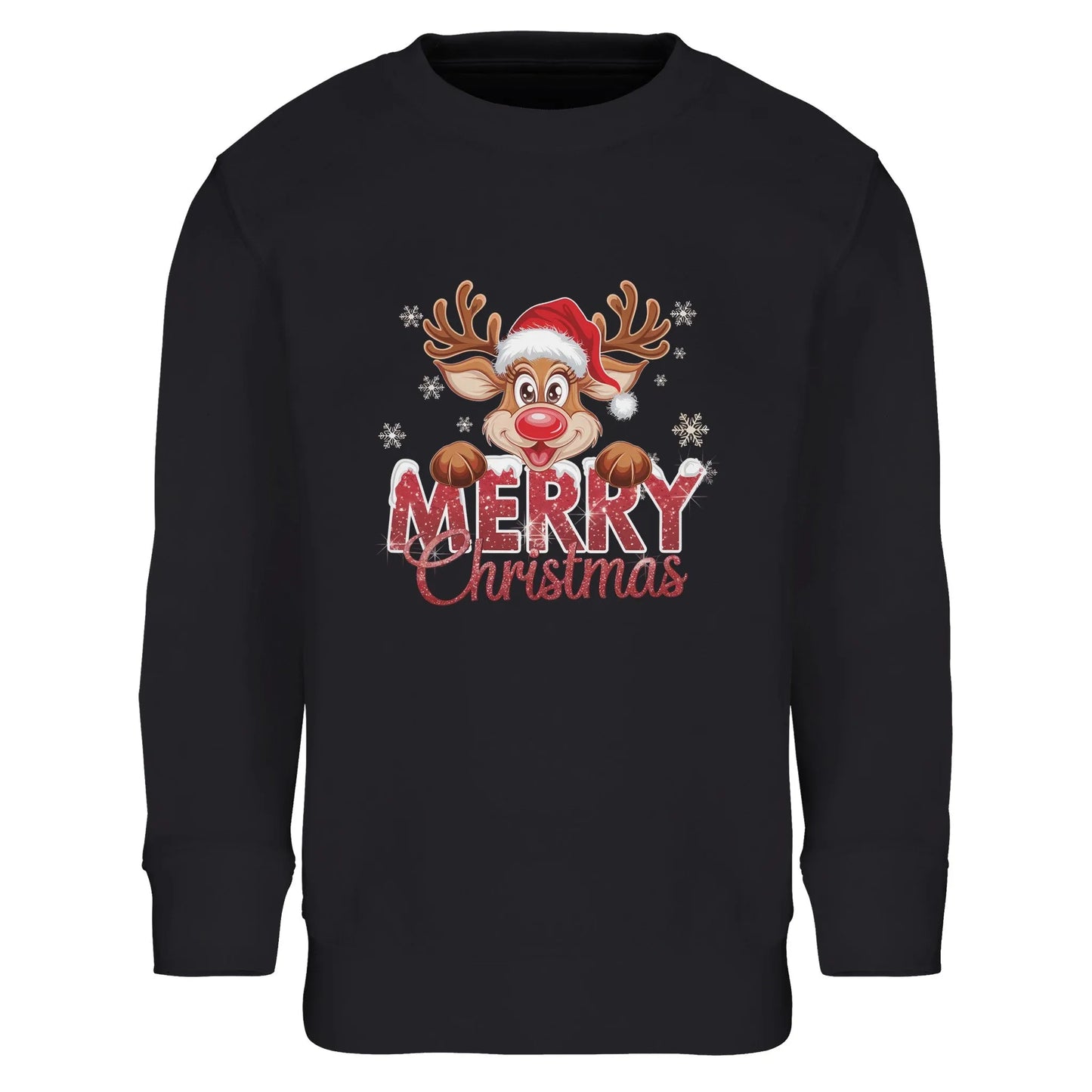 Kinder Sweatshirt mit Rentier und Merry Christmas - hübscher Jungen und Mädchen Print für Weihnachten und Winter - 4 bis 14 Jahre – in vielen Farben und Größen -