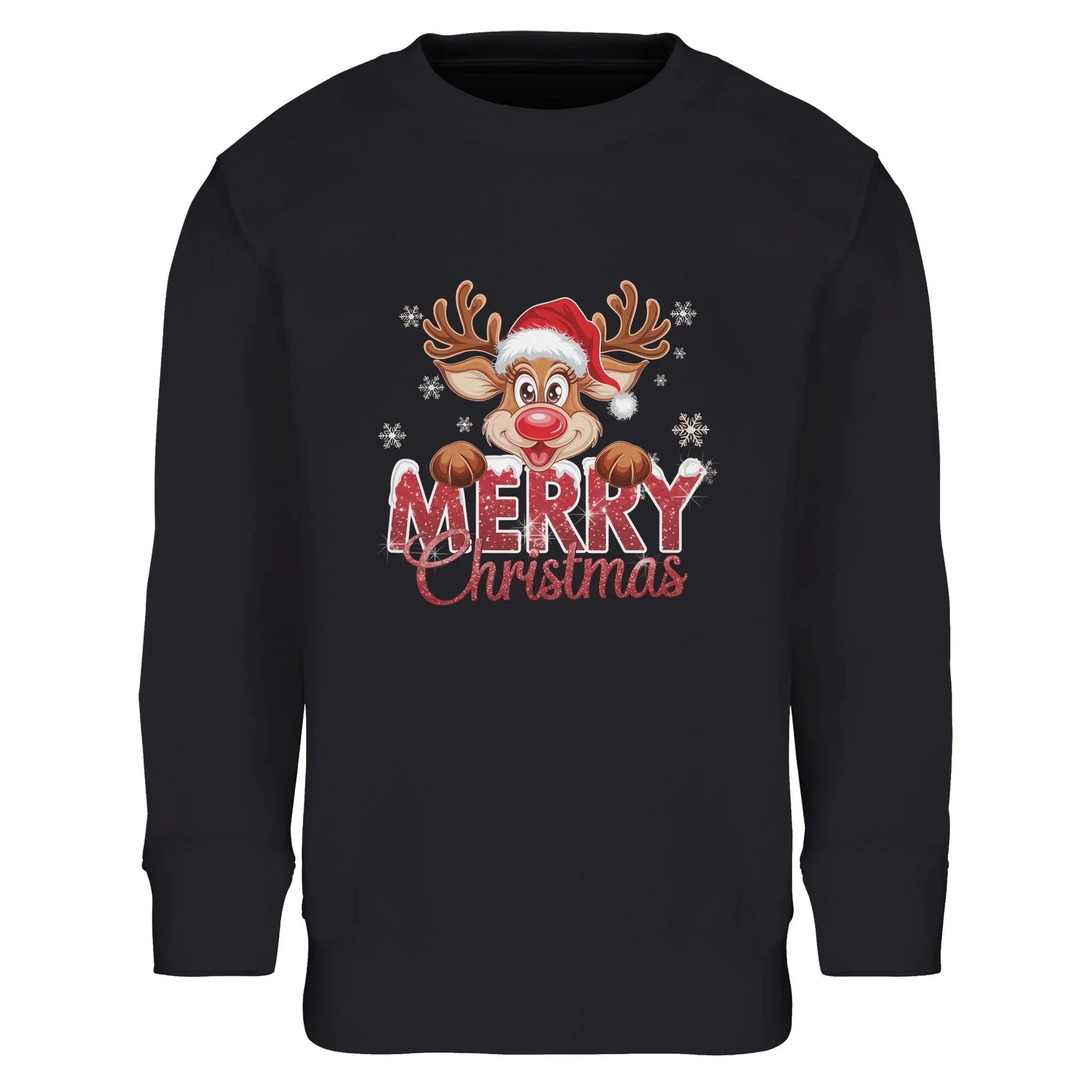 Kinder Sweatshirt mit Rentier und Merry Christmas - hübscher Jungen und Mädchen Print für Weihnachten und Winter - 4 bis 14 Jahre – in vielen Farben und Größen -
