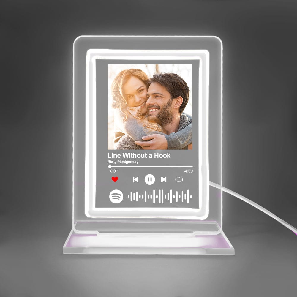 Personalisiertes Spotify Neon-Licht-Kunst: Emotionen im perfekten Licht - mit persönlichem Bild und Lieblingslied - White