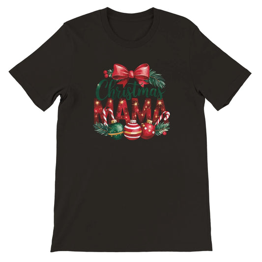 Unisex Kurzarm T-Shirt mit Christmas Mama Spruch - Print für Weihnachten und Winter - leicht tailliert – viele Farben und große Größen für Damen -
