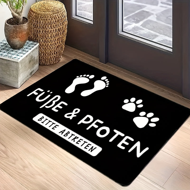 Hübsche Willkommens-Fußmatte mit Pfoten- und Fußabdruck - ein tolles Geschenk für Tierfreunde in drei Größen - 60 x 90 cm