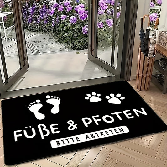 Hübsche Willkommens-Fußmatte mit Pfoten- und Fußabdruck - ein tolles Geschenk für Tierfreunde in drei Größen -