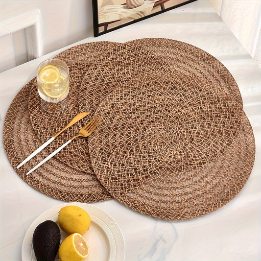 4er-Set wunderschönes Jute Platzset bzw. Tischset – Rutschfeste, Hitzebeständige Unterlage mit Naturstruktur - Ø ca. 38 cm