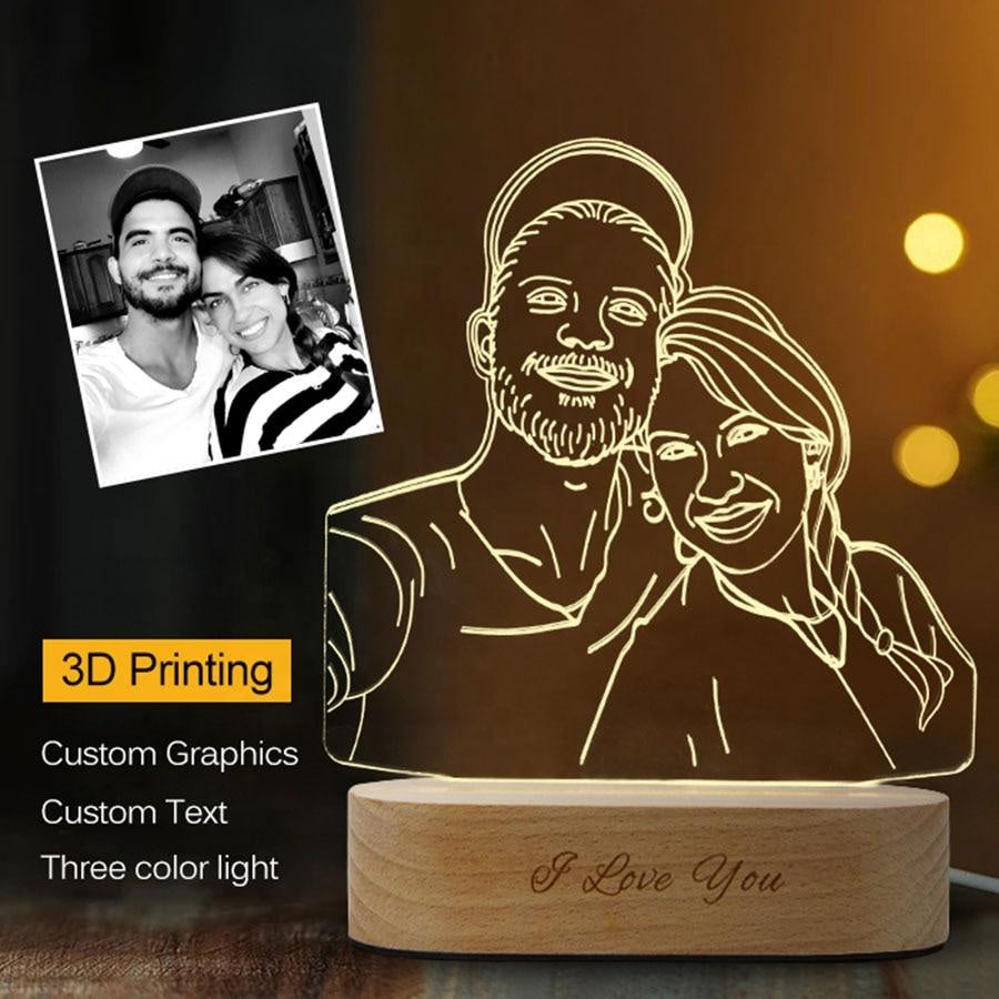 Personalisierte Acryl-Beleuchtung mit eigenem Bild und Text - für Freunde, Paare usw. - zur Hochzeit, Verlobung, usw. - bis 7 Lichtfarben - Sieben Farben