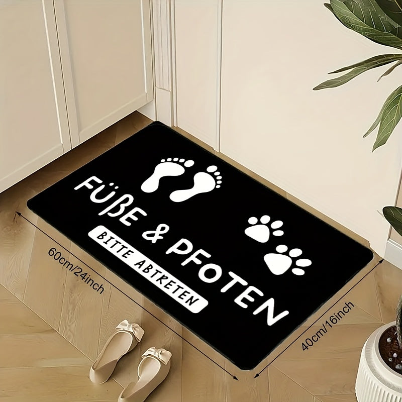 Hübsche Willkommens-Fußmatte mit Pfoten- und Fußabdruck - ein tolles Geschenk für Tierfreunde in drei Größen - 40 x 60 cm